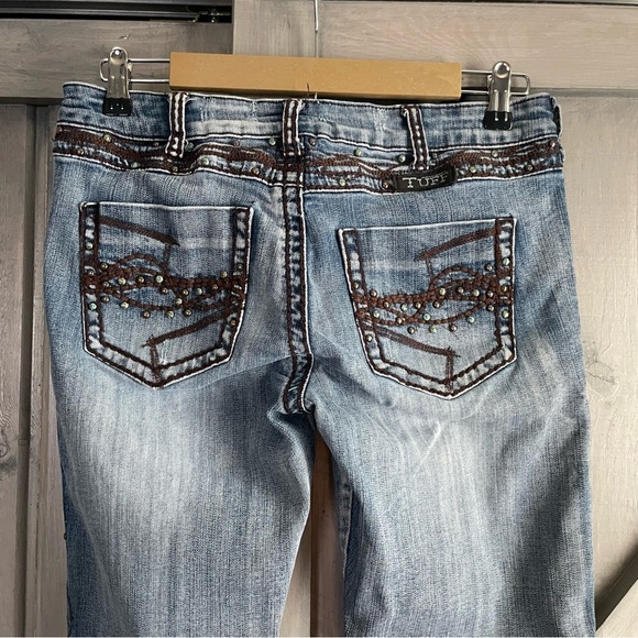 Cowgirl Tuff Show it off III Thick stitch bronze turquoise studds medium wash - Picture 7 of 9